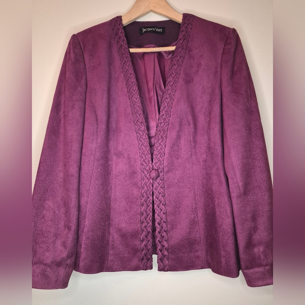 Vibtage Women's Plum Ultrasuede Skirt Suit